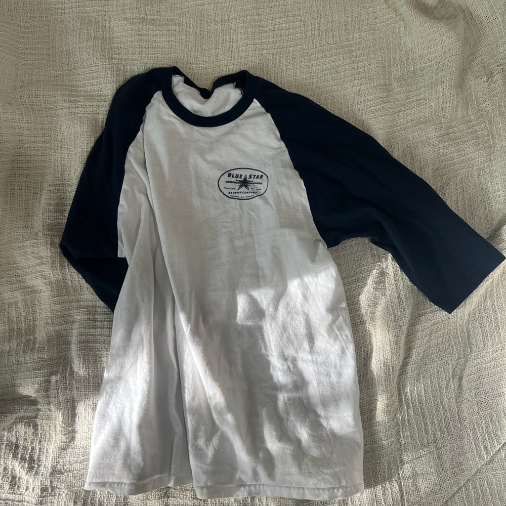 Blue Star Raglan T-Shirt- baseball tee